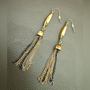 Vintage Earrings Nolan MIiller Gold Tone Pierced Dangle Drop Fringe Signed 4058